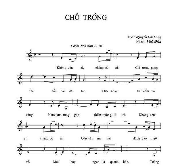 Sheet nhạc Chỗ Trống